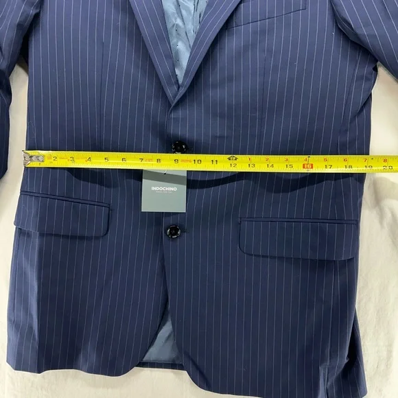 Indochino Jacket Blazer Sport Coat Wool Navy Blue Pin Stripe 2 Button 38 NWT